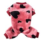 Dog Pijamas for Small Dog Girl Heart Flannel Puppy Pjs Fleece Dog Pajama Jammies Winter Warm Dog Clohtes with Legs Pet Doggie Onesies Jumpsuits Coat (Love Heart, Large)