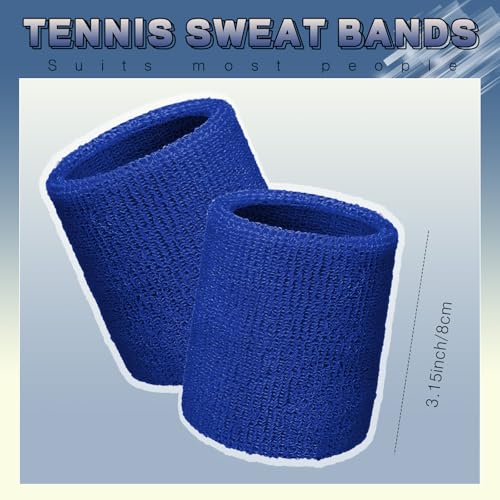 Image of 60 Pcs Wristband Bulk Sweatbands Neon 80s Sports Tennis Wristband Thick Cotton Gymnastics Adult Sweat Band Absorbent Sweatband for Men Women Party Supply Basketball Football 30 Pair