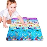 Estera de rastreo para niños pequeños, alfombrilla de rastreo de doble cara, estera de espuma, colchoneta portátil acolchada de baja cara multiprocesa con lados plegables, rastreo sin deslizamie