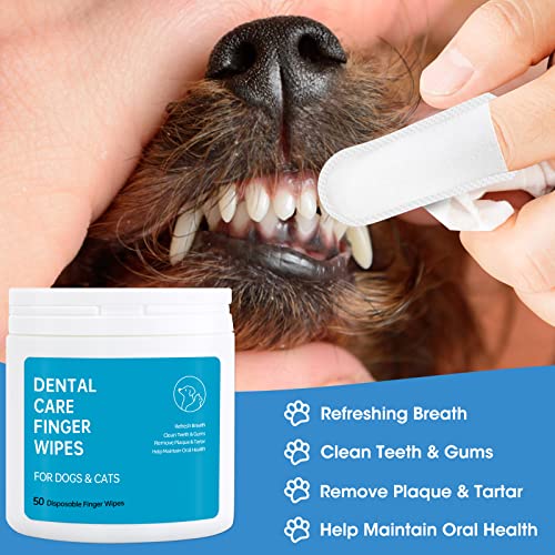 Dog Teeth Cleaning Finger Wipes - 50 CT Dental Care Wipes for Dogs, Cats, Puppies & Kittens - Natural Pet Presoaked Teeth Wipes - Pet Oral Gums Cleansing, Freshens Breath, Reduce Plaque & Tartar - Image 4