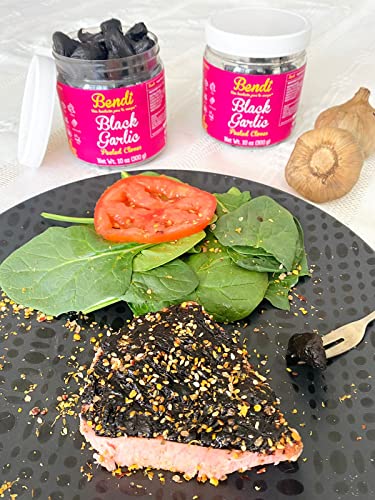 Bendi Black Garlic 10Oz (300G). Peeled Cloves. Superfood. Balsamic And Sweet Flavor. Natural. Antioxidant. No Chemical Additives, Without Conservatives. Smooth Consistency. Canned And Jarred Garlic. #TOP7