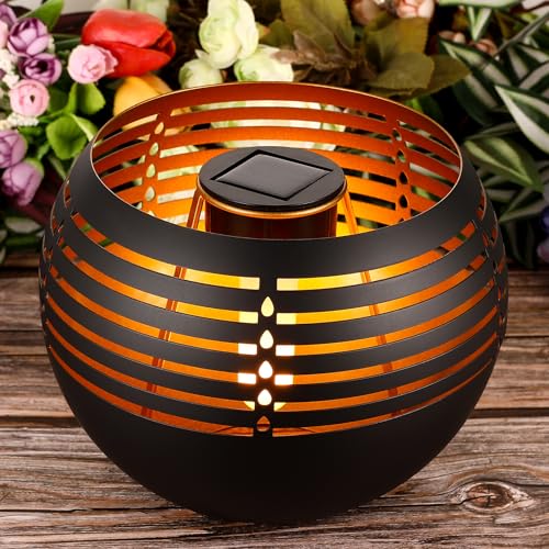 7.88 Solar Fire Bowl Light Matte Black & Gold Steady Warm Yellow