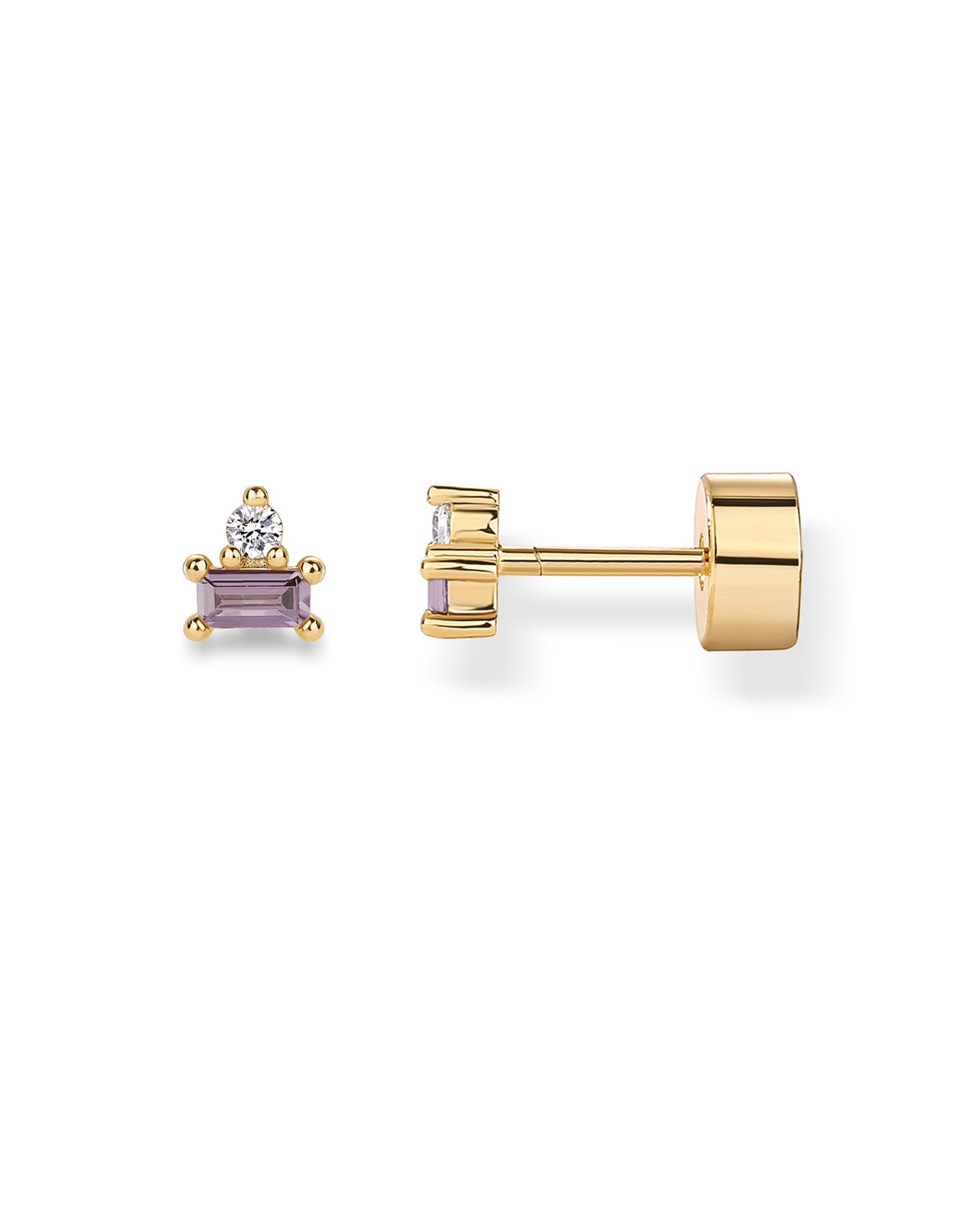 PAVOI 14K Gold Plated Dainty Birthstone Flatback Stud Earrings for Women