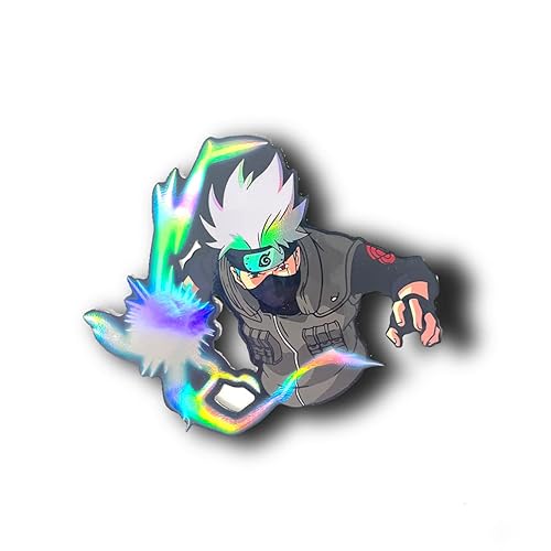 SUGOIISLAPS 4.5" Holographic Waterproof Kakashi Sasuke Chidori Anime Peeker Stickers Weatherproof