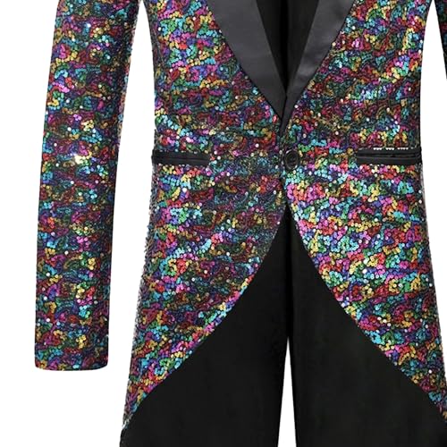 Sequin Suit Jacket for Men's Shawl Lapel One Button Tailcoat Blazer Shiny Sparkly Party Wedding Tuxedo3