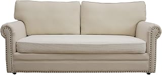 Eismodra Couch Cushion Covers Magic Stretch Sofa Slipcover for 3 Cushion Couch Dogs Pet L Shape 2 Seat Replacement Furniture Protector,Cream White Length 37-53 inches(Only 1 Piece)