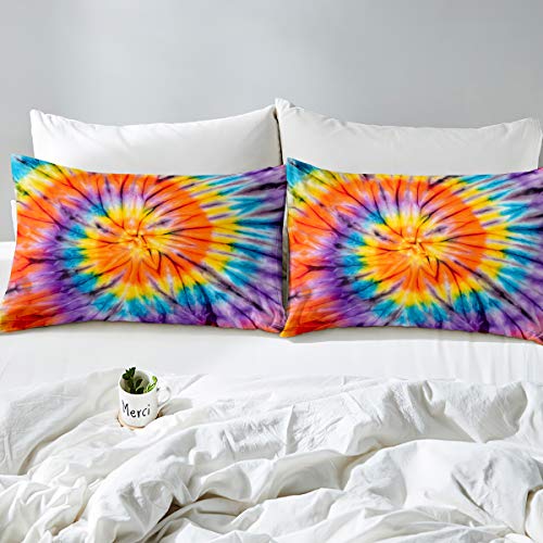 Erosebridal Rainbow Tie Dye Comforter Cover Set Full Watercolor Spiral Bedding Set Hippie Psychedelic Duvet Cover Boho Swirl Quilt Cover,Home Decorations 3 Pcs Bedding Set With 2 Pillow Shams #TOP2