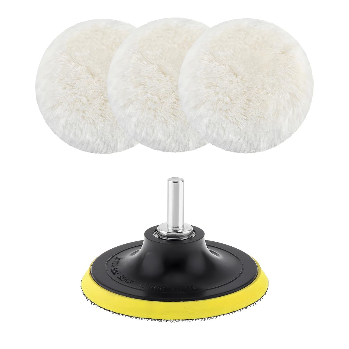 Yourkar Almohadilla de pulido de lana para coche, rueda de pulido automático con gancho trasero, kit de herramientas de almohadillas pulidoras de coche con adaptador de taladro M10, accesorios