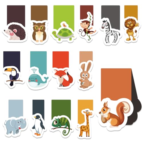30 Stück Lesezeichen Kinder, Tiere Lesezeichen Magnetisch, Tiere Magnet lesezeichen, Animal Page Marker Bookmark Set, Magnet Seiten Markierungen, Kleine Geschenke für Schüler Kinder Mitgebsel