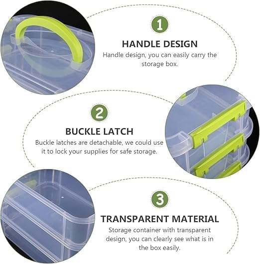 Image of 3 Layer Plastic Storage Containers, Multipurpose Clear Stack & Carry Box, Portable Craft Organizers, and Storage Bin for Organizing Arts & Crafts, Sewing, Stationery Box,(Multicolor)