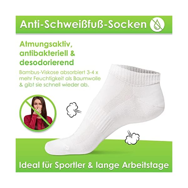 PAIXX Premium Bambus Sneaker Socken 8er Pack, 43-46 & 39-42, Herren & Damen - Atmungsaktive, Antibakterielle Knöchelsocken gegen Schweißfüße - Fusselfreie Anti Geruch Bambussocken – Bild 3