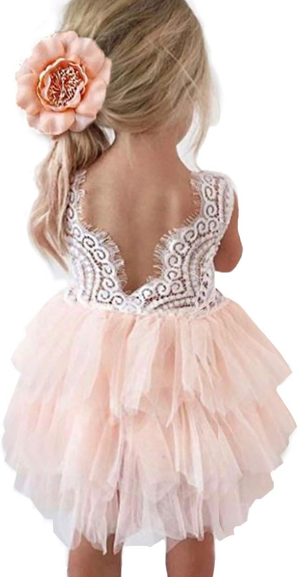 Topmaker Backless A-line Lace Back Flower Girl Dress Topmaker Backless A-line Lace Back Flower Girl Dress