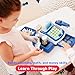 Prextex Pretend Play Electronic Toy Cash Register for Kids - Contains Play Coins, Paper Bills & Credit Card - Teaches Money and Number Calculation - Fun Toy Register for Kids - Blue
