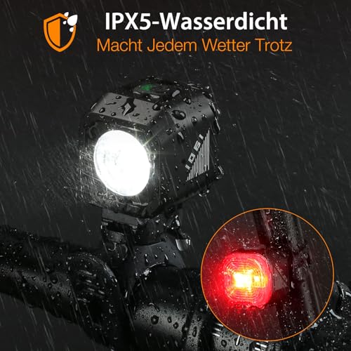 Tavaler Fahrradlicht Set USB Aufladbar | StVZO Zugelassen Fahrradbeleuchtung Set | IPX5 Wasserdicht Fahradlichterset LED | Fahrrad Licht Vorne | Fahrradlicht Hinten & Rücklicht Fahrrad
