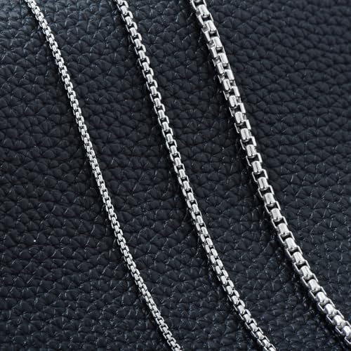 Dacc & Aya Authentic 925 Sterling Silver Round Box Chain for Men & Women Diamond Cut Sterling Silver Chain with Lobster-Claw Clasp, Sturdy and Shiny 1.5/2/3mm, 16-26 Inch4