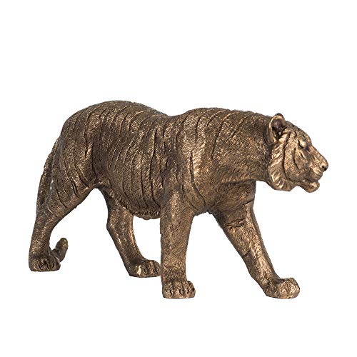 Escultura Decorativa Tigre Andando Dorado Antiguo 11.4 in miniatura 2