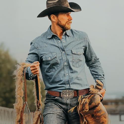 Western Cowboy Ratchet Belts for Men Women Leather Cowboy Western Belt | 1.5" Ratchet Embossed Belt with Western Buckle Brown Black Cowboy Belt for Jeans Gifts Rodeo Texas Halloween Country Party - Image 5