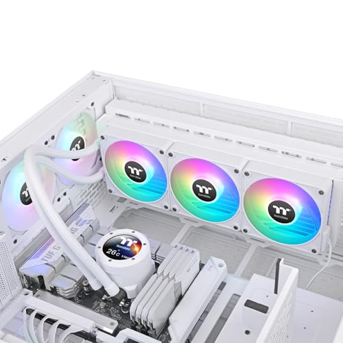 Image of Thermaltake TH360 V2 Ultra EX ARGB AIO Cooler /Snow /Water Block 2.1 inch LCD /Fan 120 * 3 /Magnetic Quick Connection /MB ARGB Sync Control /LCD Software Control /CL-W426-PL12SW-A