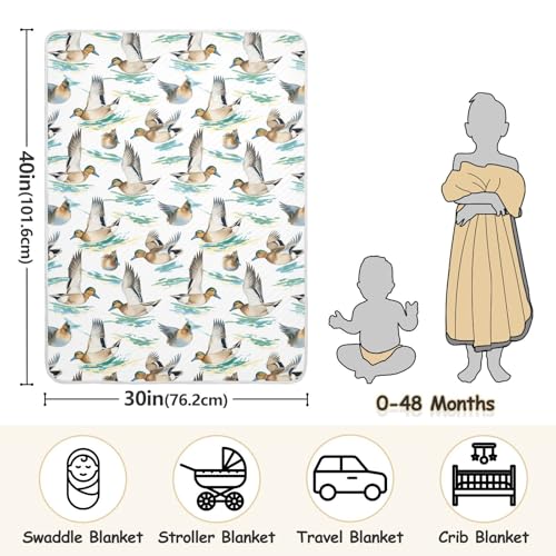 Image of Baby Swaddle Blanket for Boys Girls Soft Warm Stroller Throw Blanket for Newborn Infant Toddler 30X40in Colorful Pattern Wild Ducks