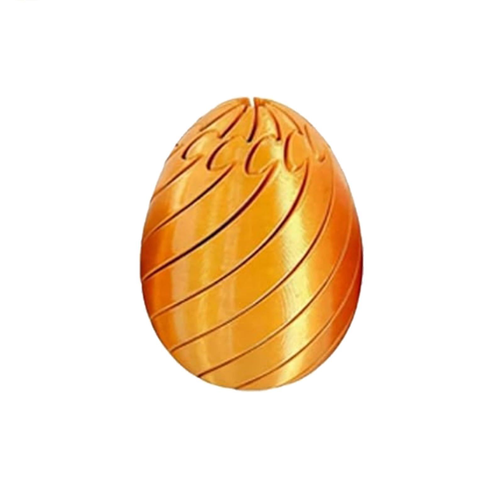 Twisty Fidget Egg, 3D Printed Slippery Egg Fidget, 3D Printed Spiral Engineering, Easter Sensory Toys - Rotating Puzzle Toy, Easter Party Favors for Kids Adults (Golden,S)