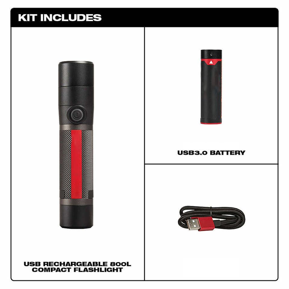 milwaukee 2160-21 flashlight Milwoukee Fits Milwaukee 2160-21 800 Lumen USB Rechargeable LED Twist Focus  Flashlight,flashlights Rechargeable, Red