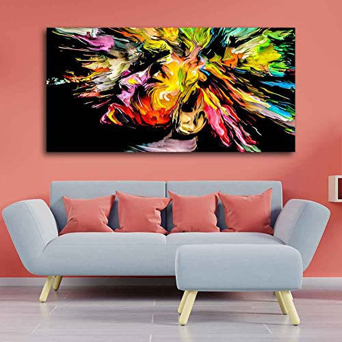Image of VIBECRAFTS Canvas Paintings for Living Room Drawing Room Colorful Abstract Human Head Canvas Wall Painting Fitted With Wooden Frame For Home | Office | Living Room | Gift (PTVCH 2478)