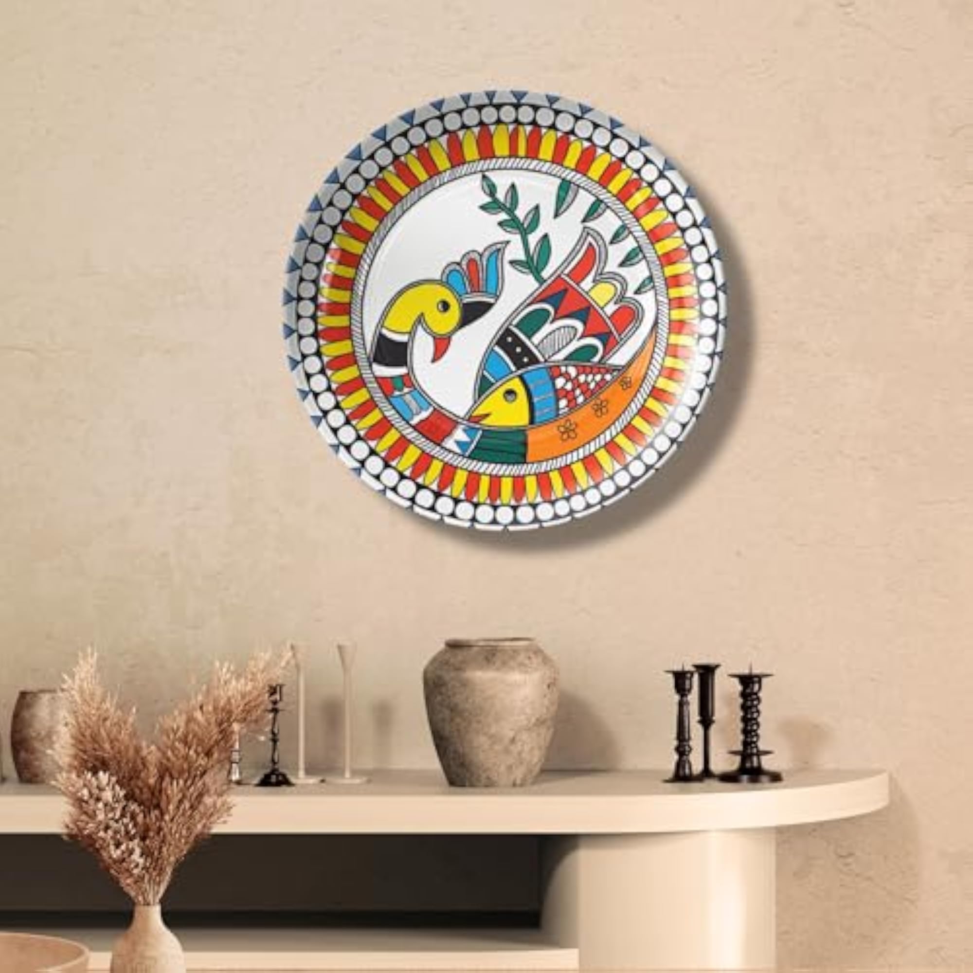 Bird Folk Art Ceramic Decorative Wall Plate