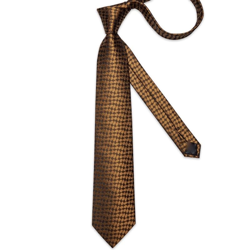 Conjunto de corbatas para hombre a cuadros con pañoleta y gemelos miniatura 3