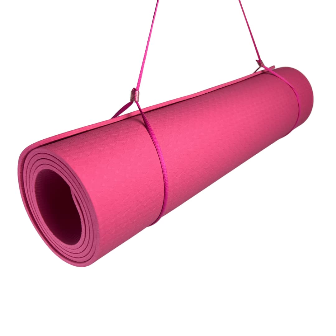 ATC Handels GmbH Esterilla de yoga 180x60x0.5 mm, incluye correa antideslizante y TPE respetuoso con el medio ambiente, esterilla de ejercicio, esterilla de pilates, 180x60x5 mm (rosa)