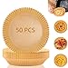 Price comparison product image WYCY Air Fryer Liners Disposable Paper Liner 50PCS Natural Nonporous Round Baking Paper Non Stick Waterproof Baking Silicone Greaseproof Paper for Air Fryer and Oven(50PCS, Air fryer liner)