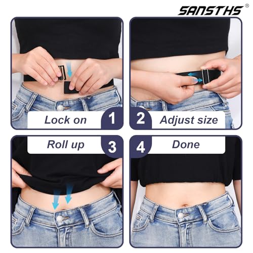 Womens Invisible Adjustable Elastic No Show Flat Buckle Stretchable Belt for Jeans Pants Dresses4