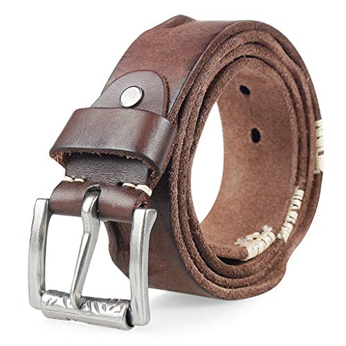 Original Belt for Men Buckle Full Grain Leather Belt for Jeans Wide Strap (Color : 120cm) (110cm)