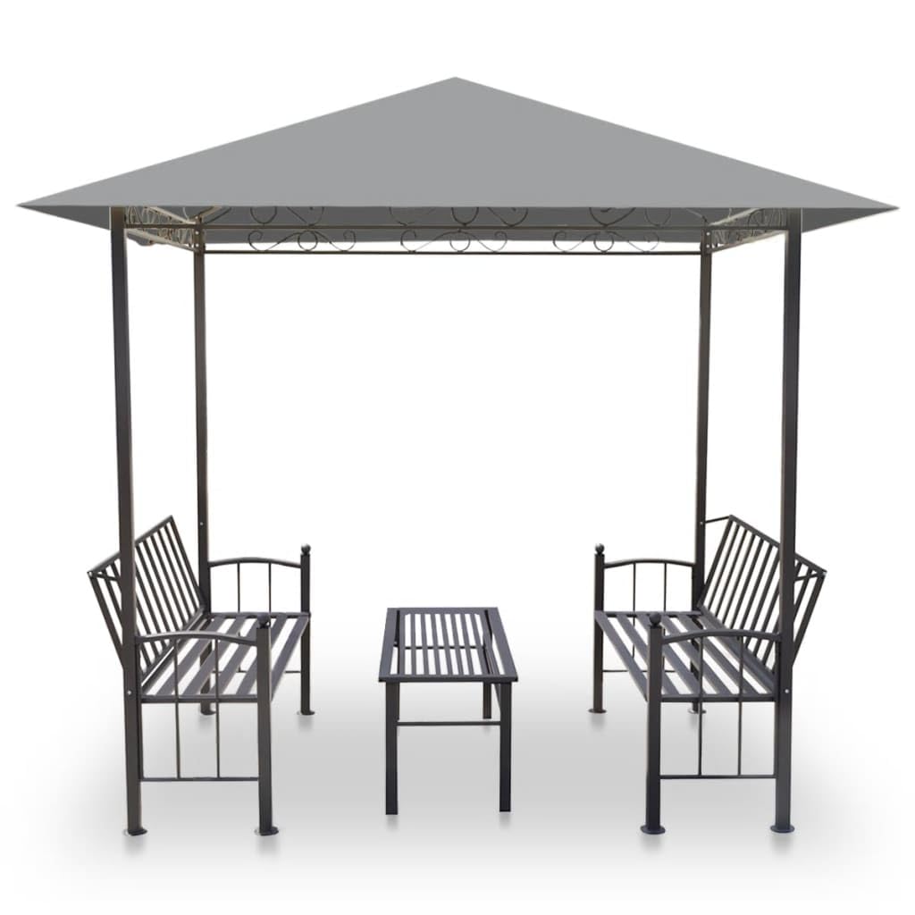 Pavillon de jardin avec table et bancs Anthracite 2,5 x 1,5 x 2,4 m