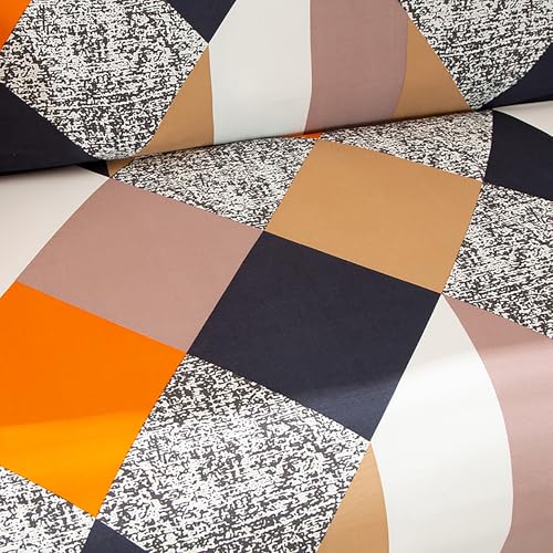 Image of Story@Home Sofa Cover 2 Seater - 145 X 185 Cm | Antislip Sofa Cover Polyester | Orange & Beige Abstract Design Elastic 2 Seater Sofa Cover Stretchable Slipcover | 2 Seater Sofa Cover for Living Room