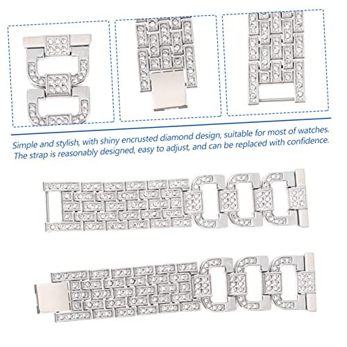 Diamond Encrusted Stainless Steel Watchband Elegant Wrist Strap for Active Watch Durable Easy to Install Silver Design4