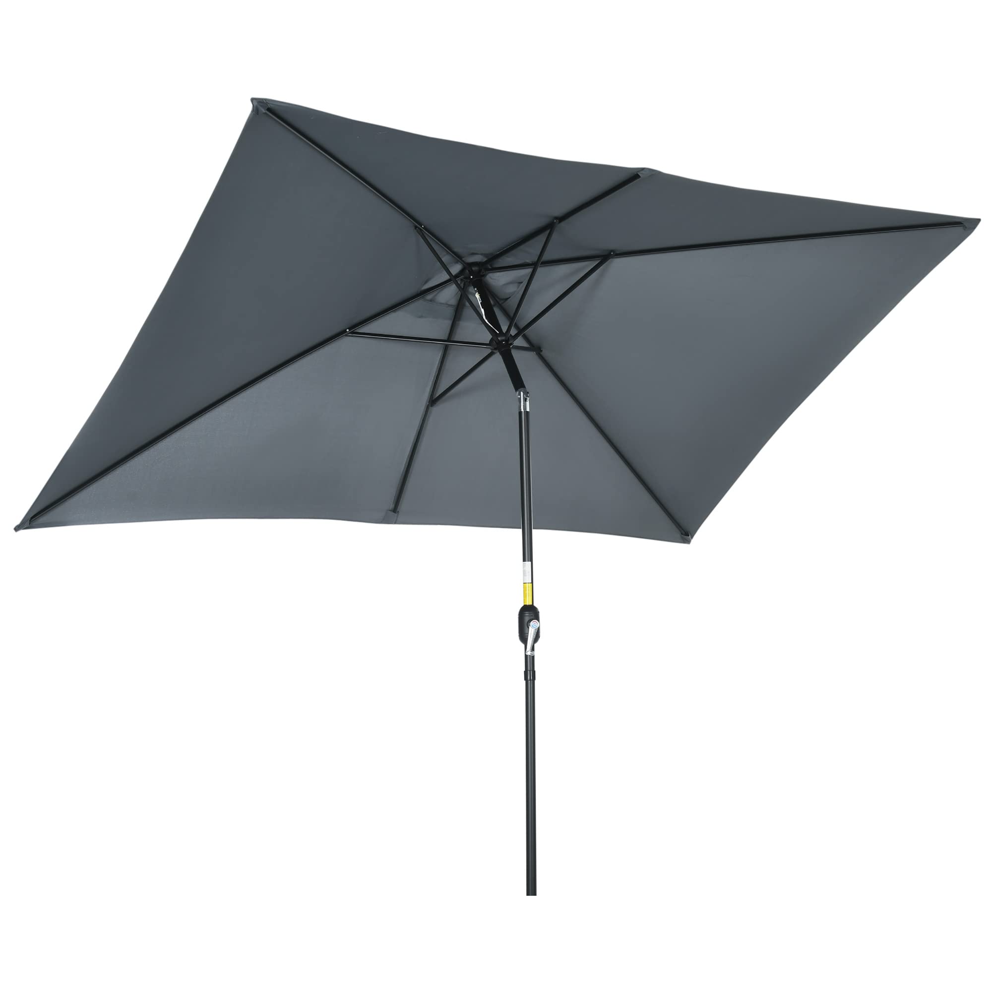 Outsunny Sombrilla de Aluminio 200x300x240 cm Parasol Rectangular de Jardín Inclinable con Manivela y Poste Desmontable para Terraza Piscina Patio Exterior