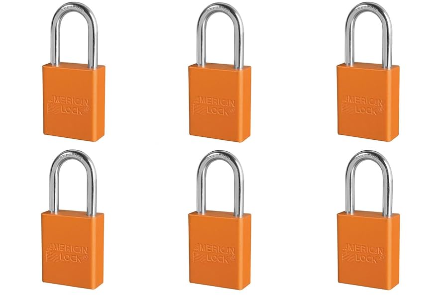 American Lock Padlock, 1106 Orange Keyed Different (6-Pack