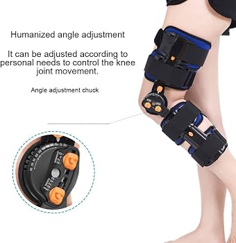Amazon | ヒンジ付きROM膝装具、調節可能な脚装具膝脚骨折のための格納