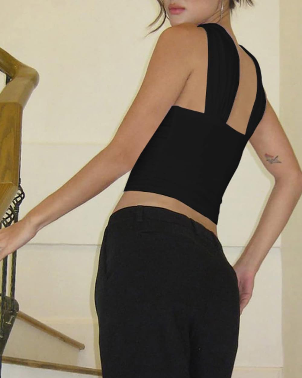 Women's Sexy Halter Tube Tank Crop Tops Strapless Slim Fitted Y2k Bandeau Top Off Shoulder Basic Cami Shirts - Image 4