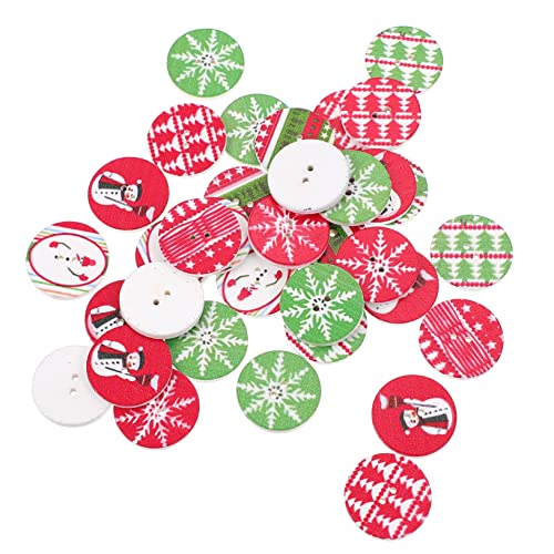NOLITOY Craft DIY Wood Chips 200pcs Christmas Themed Decorative Buttons Xmas Ornament Kits