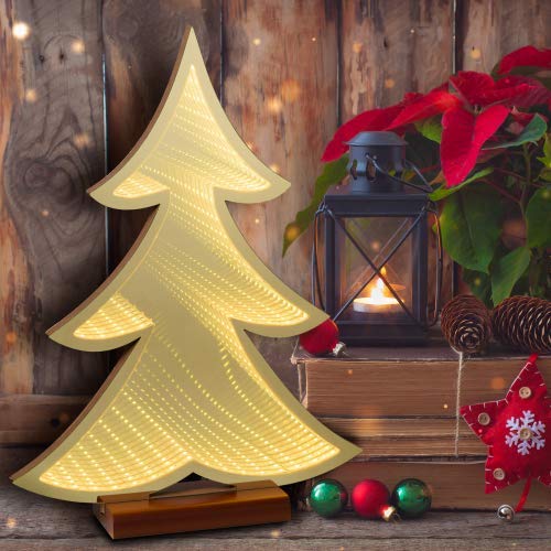 Albero Natale con base H40cm Infinity Mirror Champagne bifacciale SMD LED TRADITIONAL Art. IFM T TRF40 B