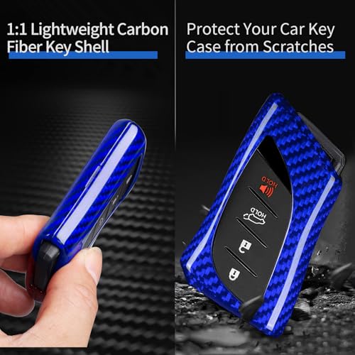 Image of T-carbon Real Glass Fiber Key Fob Cover Compatible with Lexus Key Fob Protector Fits for Lexus GX, LC, LS, RZ RX ES NX UX Key Case,Blue
