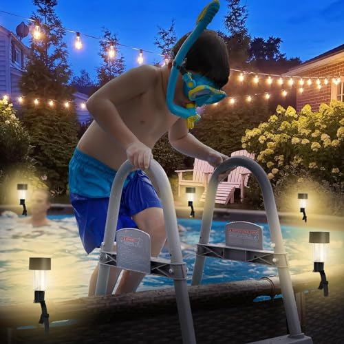 DAZZTIME Poolbeleuchtung,6 Stück Solar Teichbeleuchtung,Solar Zaun Licht,IP44 Wasserdicht,LED Poolbeleuchtung,für Pool Garten Deko,Treppen,Hof,Terrasse