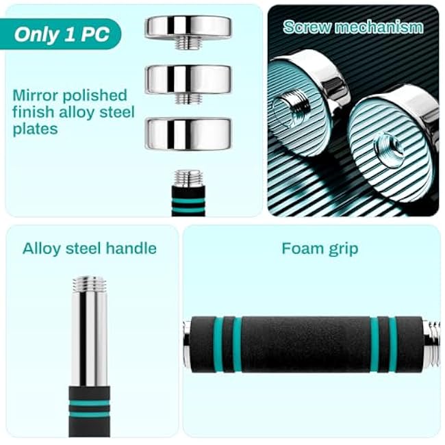 LIFERUN Single Steel Adjustable Dumbbell, 5/10/15lb Free Weight Single Dumbbell, Non-Slip and Comfortable Foam Handle, Adjustable Single Dumbbell for Home Gym Office Exercise