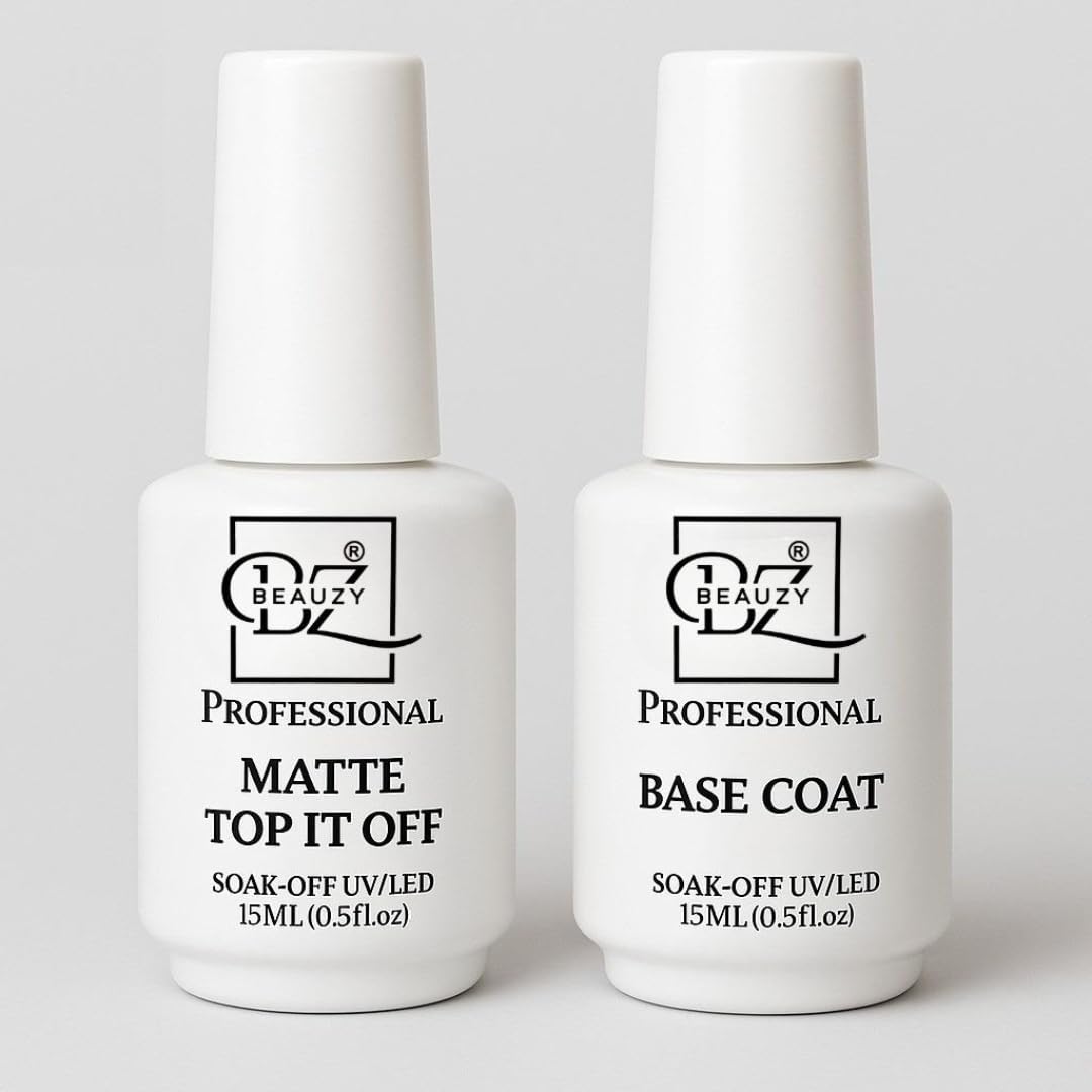 UV Gel Nail Base Coat & Shiny Matte It Off Top Coat Combo | 15ML Each | Long-Wear Soak-Off-image-26