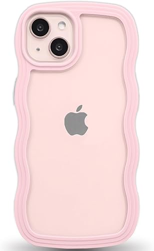 Anuck Funda para iPhone 13 con borde ondulado, diseño trasero transparente, agarre antideslizante, forma de marco rizado, a prueba de golpes, TPU Anuck Funda para iPhone 13 con borde ondulado, diseño trasero transparente, agarre antideslizante, forma de marco rizado, a prueba de golpes, TPU