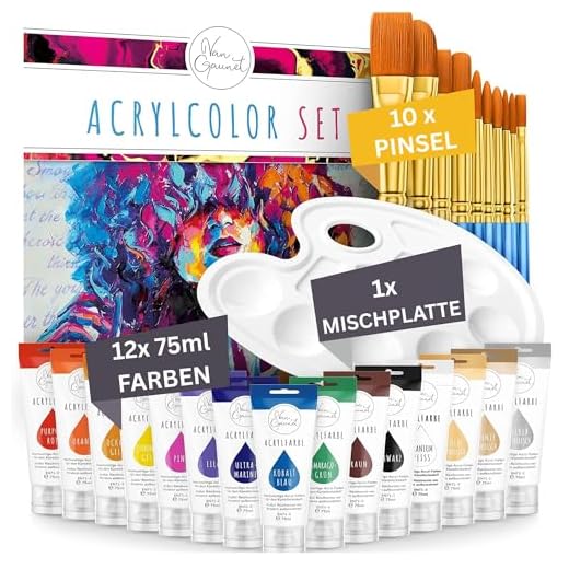 Kwasny 323 600 Belton Special Terracotta-Effekt manganbraun 400ml 3 Van Gaunet Acrylfarben Set – 16 Acryl Farben mit 75ml Pigment & 10 Pinsel – Wasserfestes Acrylfarbenset für Papier, Stein, Holz, Keramik, Stoff, Leinwand & Glas – Schnell trocknend & ungiftig