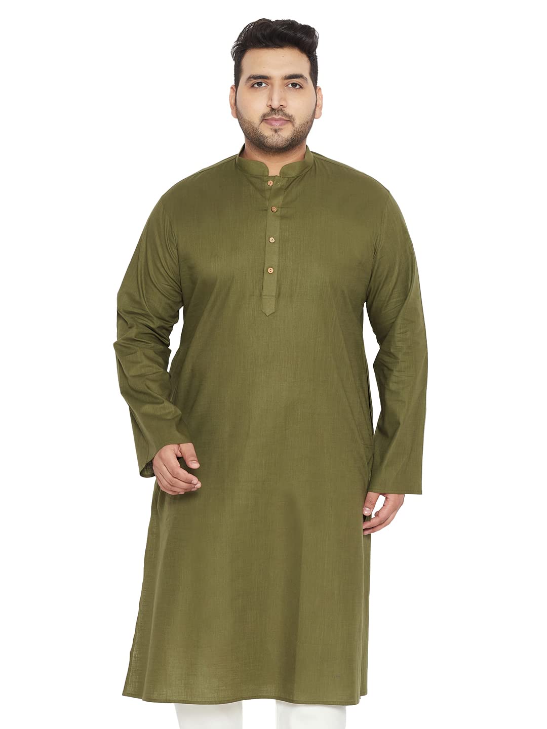 Mens Cotton Blend Aqua Blue Kurta - Timeless Elegance for Festivals & Events | Plain Solid Full Sleeves Mandarin Collar Kurta | Classic Design, Premium Comfort, and Versatile Style-image-0