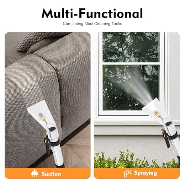 40L Carpet Cleaning Machine, 2 in 1 Commercial Carpet Vacuum Cleaner w/Wheel,1049W 230mbar Powerful Extractor Professional Floor Washing Machine Spraying Vacuuming for Carpets, Sofas, Curtains