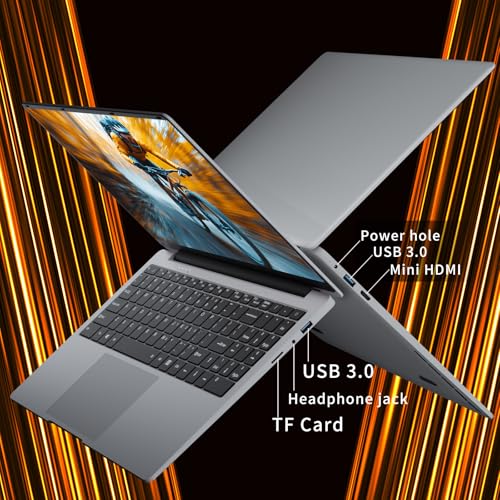 Image of Gaming Laptop,15.6 inch Traditional Laptops N4000, Laptop with 12 GB RAM, 256 GB SSD,Slim Light Netbook WiFi5 Mini-HDMI 180 Angle Opening BT5.0, USB3.0, Thin and Light Laptop For Student Business Work
